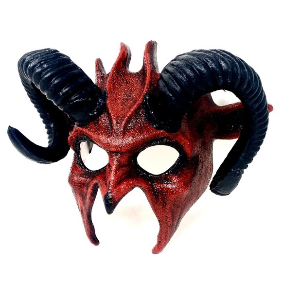 Krampus Ram Goat Demon with Horns Devil Halloween Masquerade Masks Party Mask - Picture 4 of 4